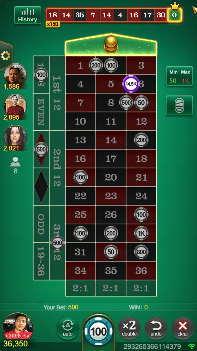 European Roulette game example1