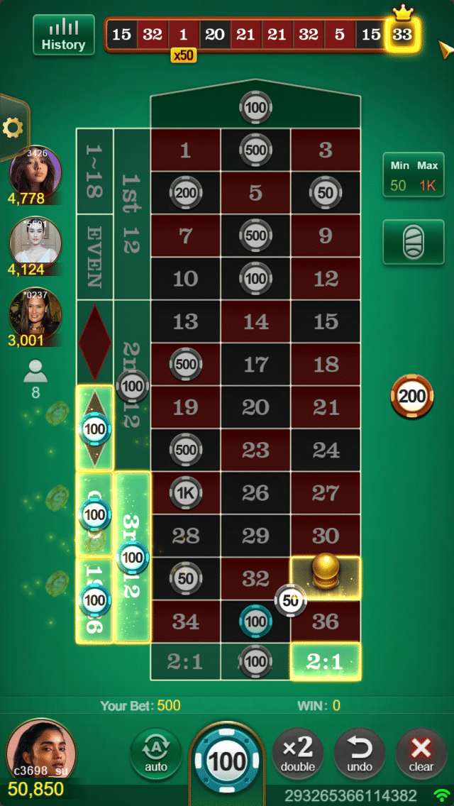European Roulette game example4